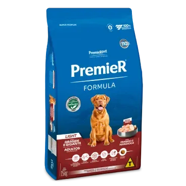 Racao Premier Formula Light Caes Adultos Racas Grandes e Gigantes Frango 15kg lateral